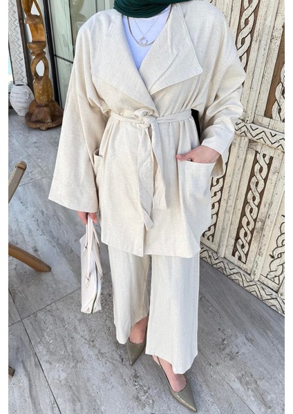 Kimono Tesettür Takım Bej fırsatları