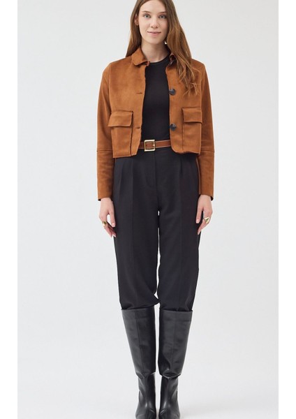 Kadın Süet Cepli Kısa Ceket fiyatları