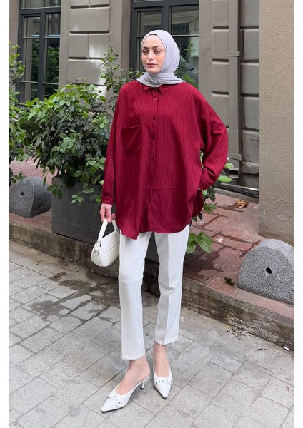 Kraşlı Gömlek Bordo