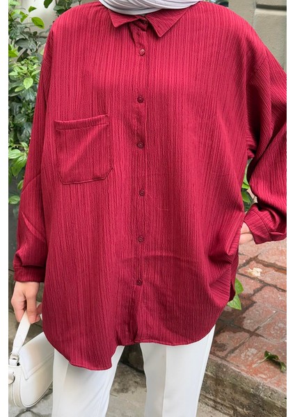 Kraşlı Gömlek Bordo modelleri