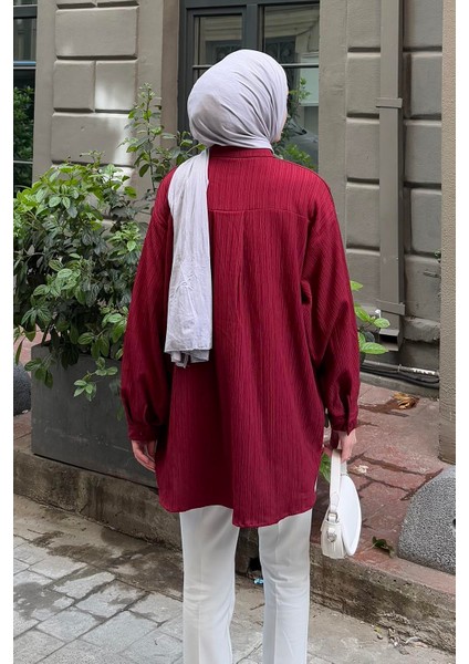 Kraşlı Gömlek Bordo fırsatları