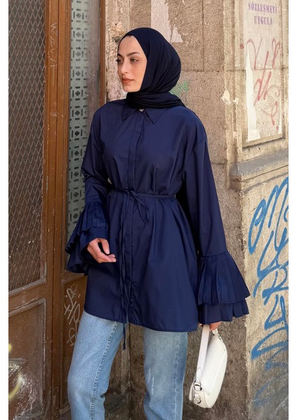 Piliseli Uzun Gömlek Lacivert fiyatları