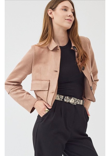 Kadın Süet Cepli Kısa Ceket fiyatları
