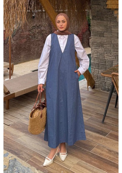 V Yaka Tesettür Jile Indigo