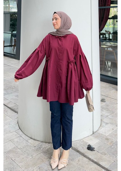 Lopez Balon Kol Tunik Bordo