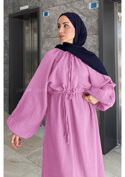 Balon Kol Bağlamalı Tesettür Elbise Pembe fırsatları