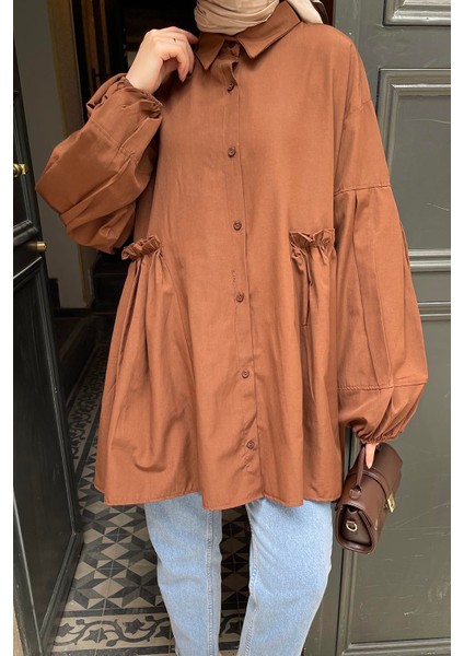 Lopez Balon Kol Tunik Acı Kahverengi modelleri