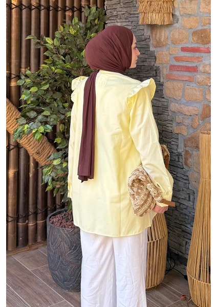 Hakim Yaka Önü Pileli Tunik Sarı fırsatları