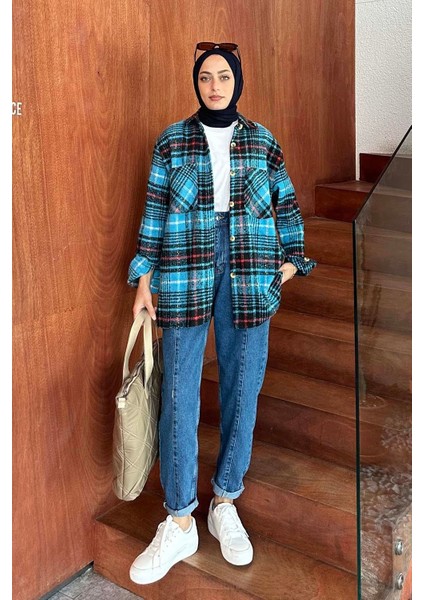 Ekose Desen Çift Cep Detaylı Oduncu Gömlek Bordo