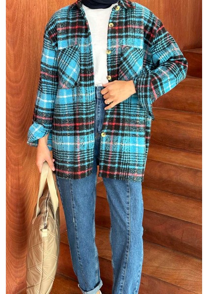 Ekose Desen Çift Cep Detaylı Oduncu Gömlek Bordo modelleri