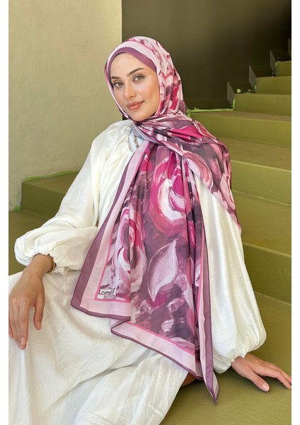 Çiçek Desen Pamuk Şal Gül