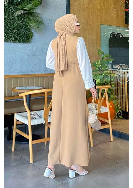 Balon Kol Kemerli Elbise Sütlü Kahve fırsatları