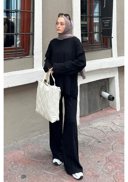 Fitilli Triko Tesettür Takım Siyah fiyatları