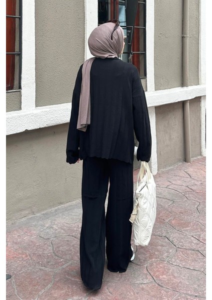 Fitilli Triko Tesettür Takım Siyah fırsatları