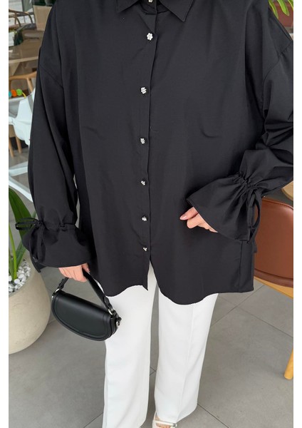 Kol Tünel Ip Detaylı Gömlek Siyah fırsatları