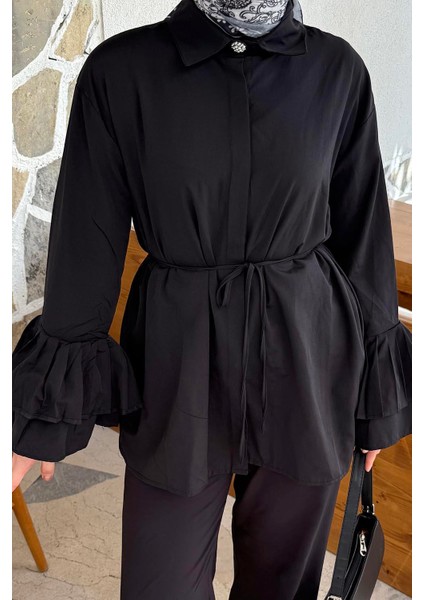 Piliseli Uzun Gömlek Siyah fiyatları