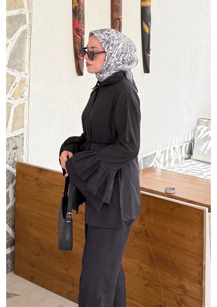Piliseli Uzun Gömlek Siyah modelleri