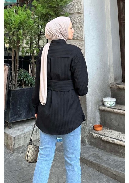 Belden Bağlamalı Tunik Gömlek Siyah fırsatları