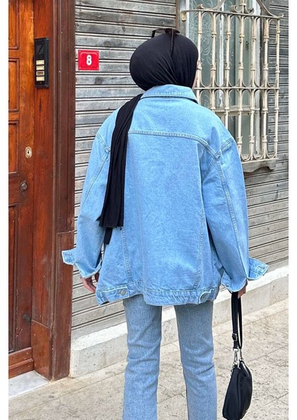 Çift Cepli Oversize Ceket Buz Mavisi fırsatları