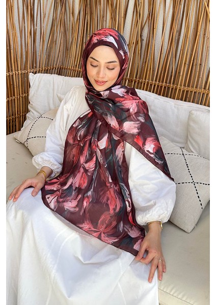 Çiçek Desen Soft Şal Koyu Bordo modelleri