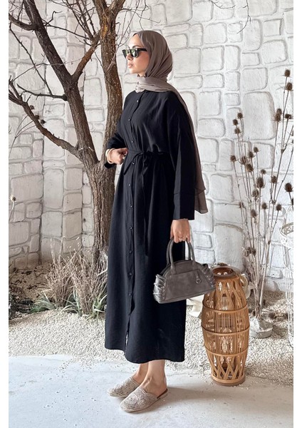 Pat Detaylı Elbise Siyah