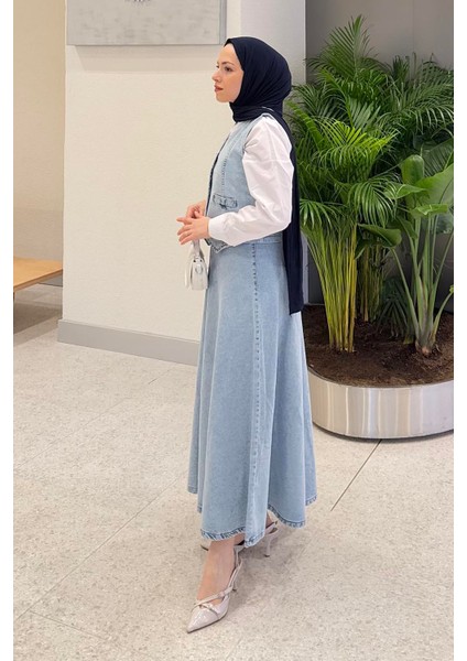 Kruvaz Kapama Kot Etekli Takım Buz Mavisi fiyatları