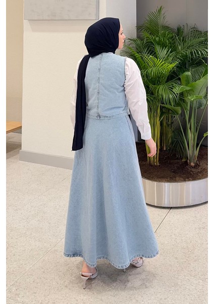 Kruvaz Kapama Kot Etekli Takım Buz Mavisi modelleri