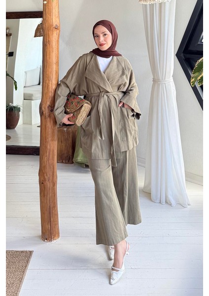 Kimono Tesettür Takım Haki