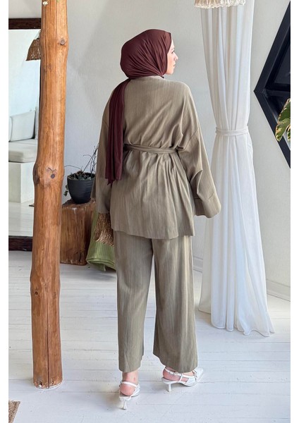 Kimono Tesettür Takım Haki modelleri