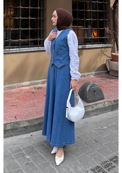 Kruvaz Kapama Kot Etekli Takım Koyu Mavi fiyatları