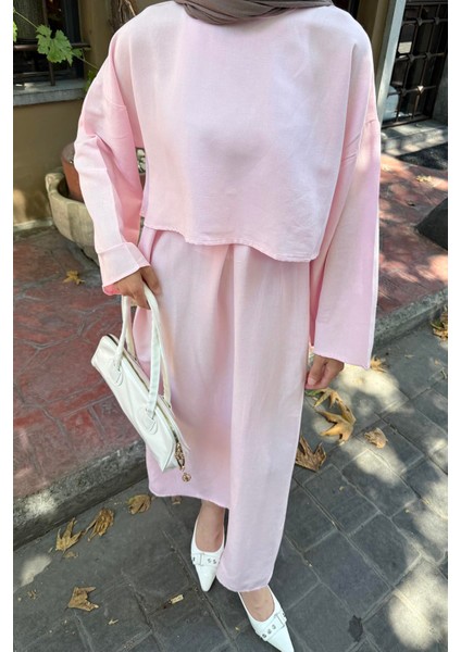 Etekli Tesettür Takım Pembe fiyatları