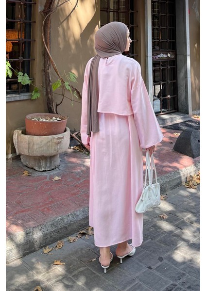 Etekli Tesettür Takım Pembe modelleri