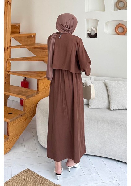 Etekli Tesettür Takım Çikolata Kahve modelleri