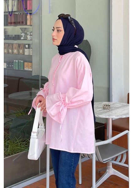 Kol Tünel Ip Detaylı Gömlek Şeker Pembesi fiyatları