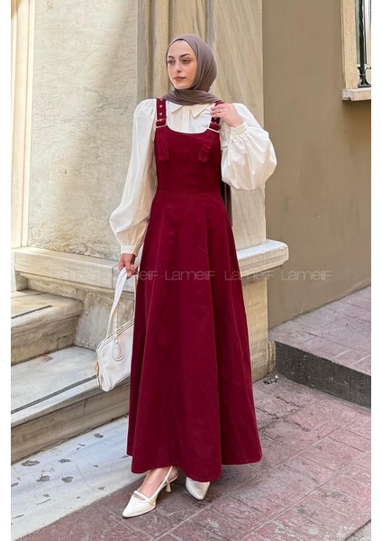 Askılı Gabardin Tesettür Jile Bordo