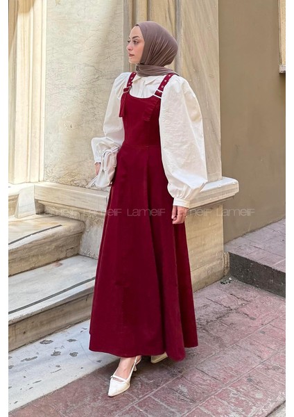 Askılı Gabardin Tesettür Jile Bordo fiyatları