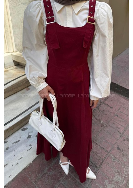 Askılı Gabardin Tesettür Jile Bordo modelleri