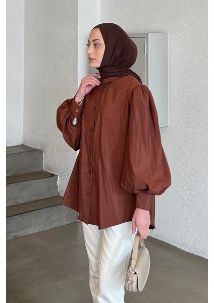 Sedef Balon Kol Gömlek Acı Kahverengi fiyatları