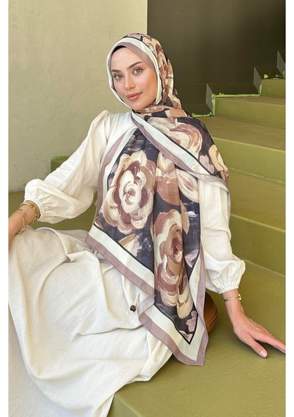 Çiçek Desen Pamuk Şal Toprak