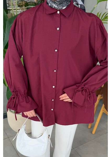 Kol Tünel Ip Detaylı Gömlek Bordo fiyatları
