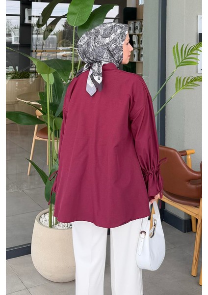 Kol Tünel Ip Detaylı Gömlek Bordo fırsatları