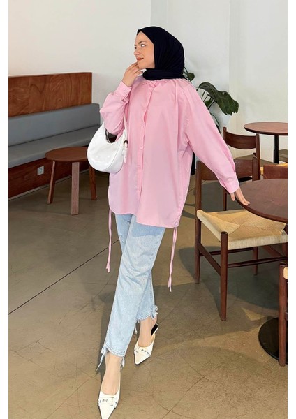 Oversize Gömlek Şeker Pembesi