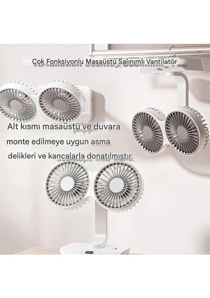 Masaüstü Dijital Ekranlı Çift Fanlı LED Işıklı Soğutucu Fan Ev Ofis Şarjlı Vantilatör modelleri