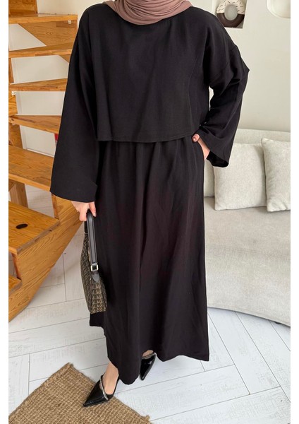 Etekli Tesettür Takım Siyah modelleri