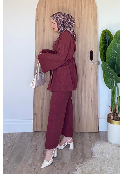 Kimono Tesettür Takım Kiremit modelleri