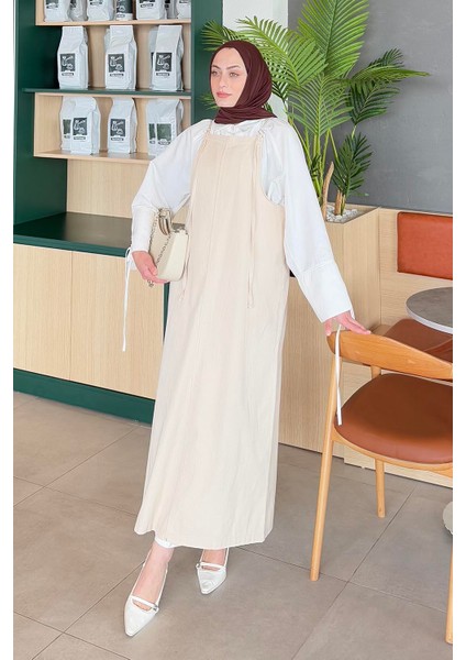 Gabardin Tesettür Jile Krem