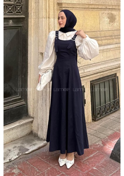 Askılı Gabardin Tesettür Jile Lacivert