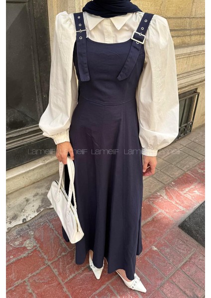 Askılı Gabardin Tesettür Jile Lacivert modelleri