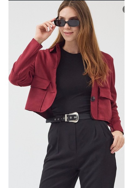 Kadın Süet Cepli Kısa Ceket fiyatları