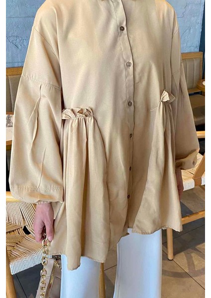 Lopez Balon Kol Tunik Sütlü Kahve modelleri